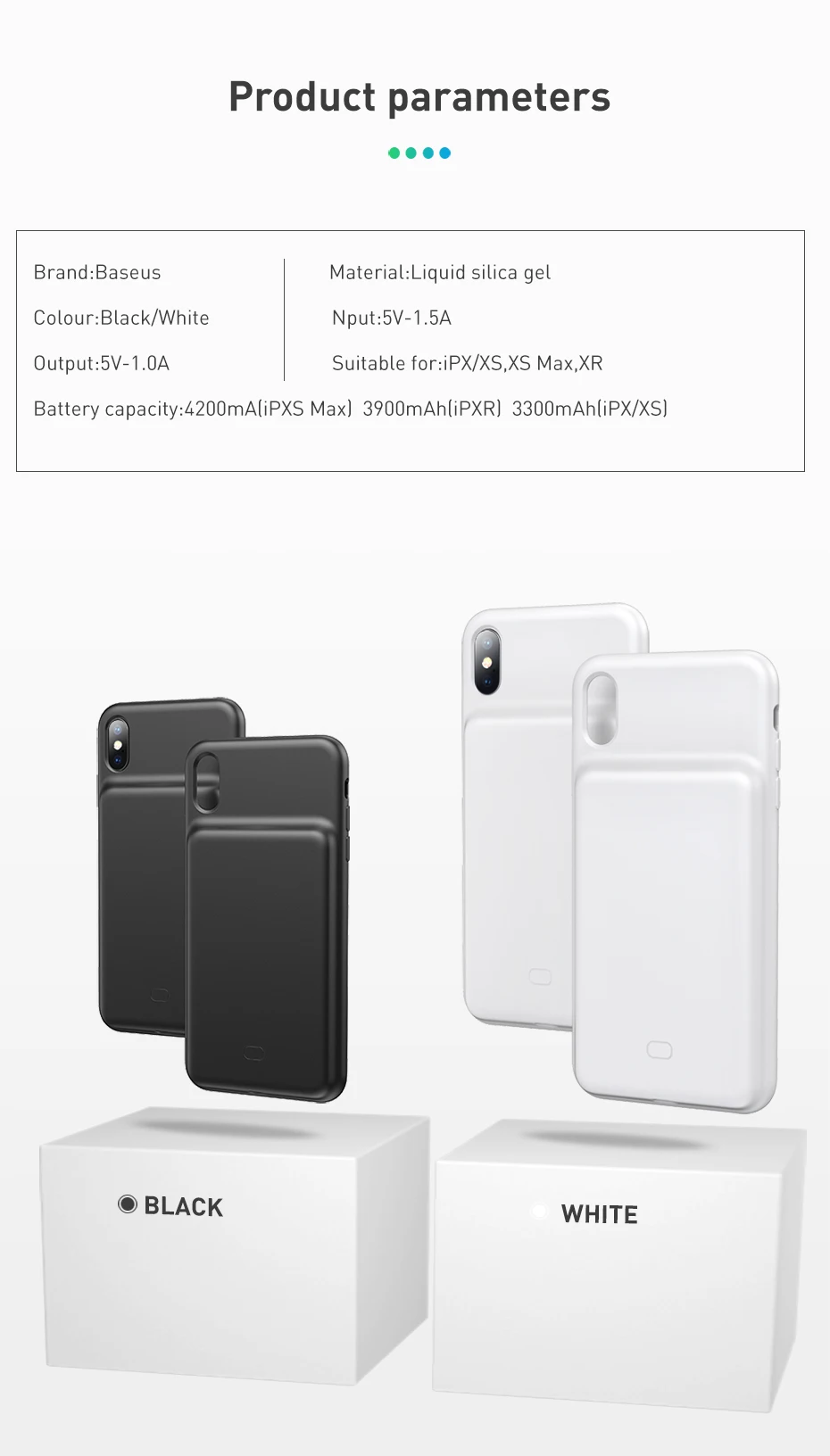 Baseus, 3300 мА/ч, чехол, зарядное устройство для телефона iPhone X/XS, XR, XS Max, чехол для аккумулятора, чехол для зарядного устройства, чехол для мобильного телефона
