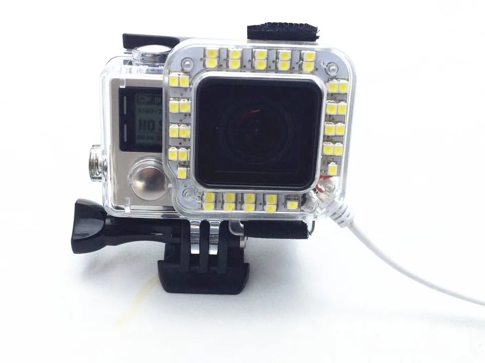 Go pro Аксессуары LED Заполняющего Света Гора Gopro Hero 4 3 + Корпус Объектива ДЛЯ Pro Hero3