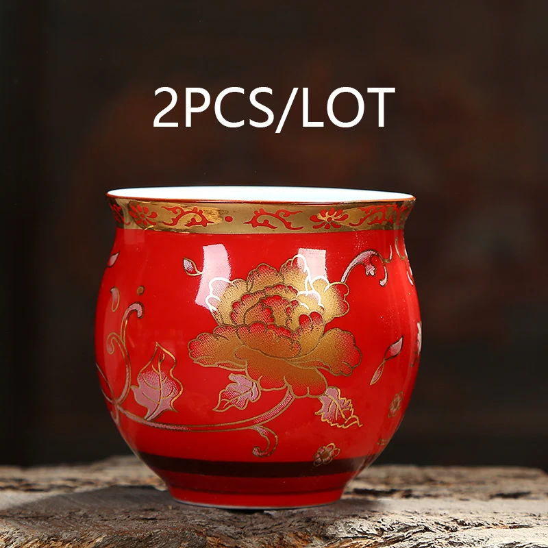I 2PCS 2 шт./лот, двухслойная термостойкая чайная чашка, керамическая фарфоровая посуда для напитков, чайная посуда/Офисная чайная церемония, кружка для воды - Цвет: I 2PCS