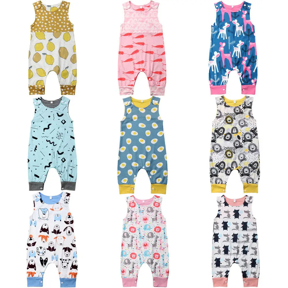 Комбинезоны новинка 2019 детский комбинезон без рукавов с цветочным принтом для