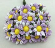 Новинка 1,5 см(120 шт./лот) голова 4 цвета тутового ромашки бумажный цветочный букет/проволочный стебель/Скрапбукинг искусственные цветы - Цвет: Фиолетовый