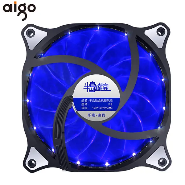 Aigo P9 PC чехол охлаждающий вентилятор бесшумный кулер 120 мм вентилятор для компьютера 4 Pin Ventilador PC охладитель 12V вентилятор Ventilador шоу - Цвет лезвия: Blue Light PC Fan