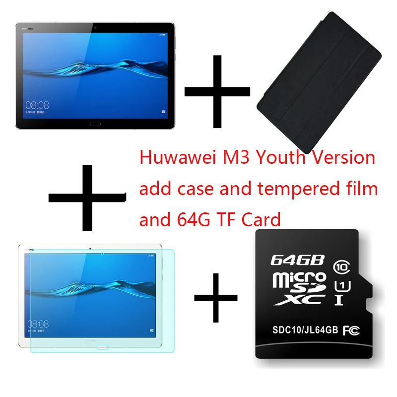 Huawei M3 Youth BAH-AL00 10,1 дюймов Phablet MSM8940 Восьмиядерный 3 ГБ ОЗУ 32 Гб ПЗУ 1920*1200 ips Android 7,0 двойная камера LTE - Комплект: add case and film