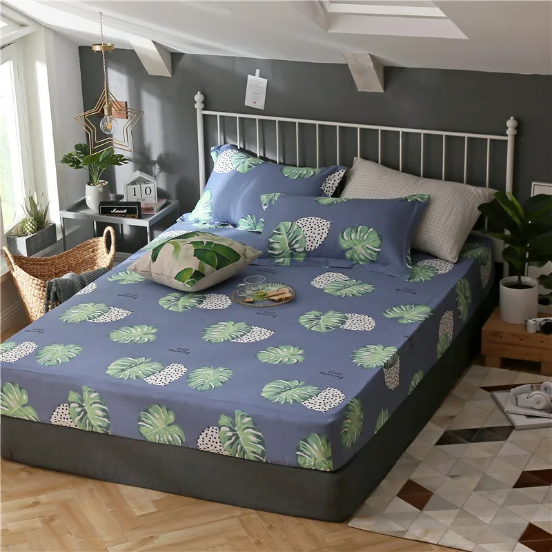 100% хлопок Красочные листья печатных резиновые простыни ультра мягкие Твин