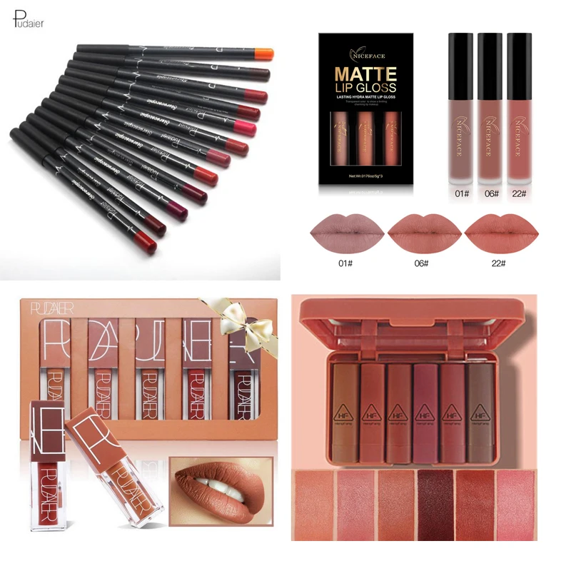 Набор для губ Женская блестящая матовая губная помада водостойкая Длительное