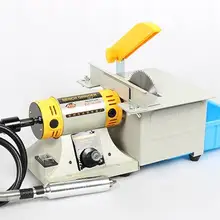 220V Trim Saw Machine Gemstone Cutting Machine Bench Grinder with Shalft 2pcs 6" Baldes and 1 Polishing Wheels 1 handpiece