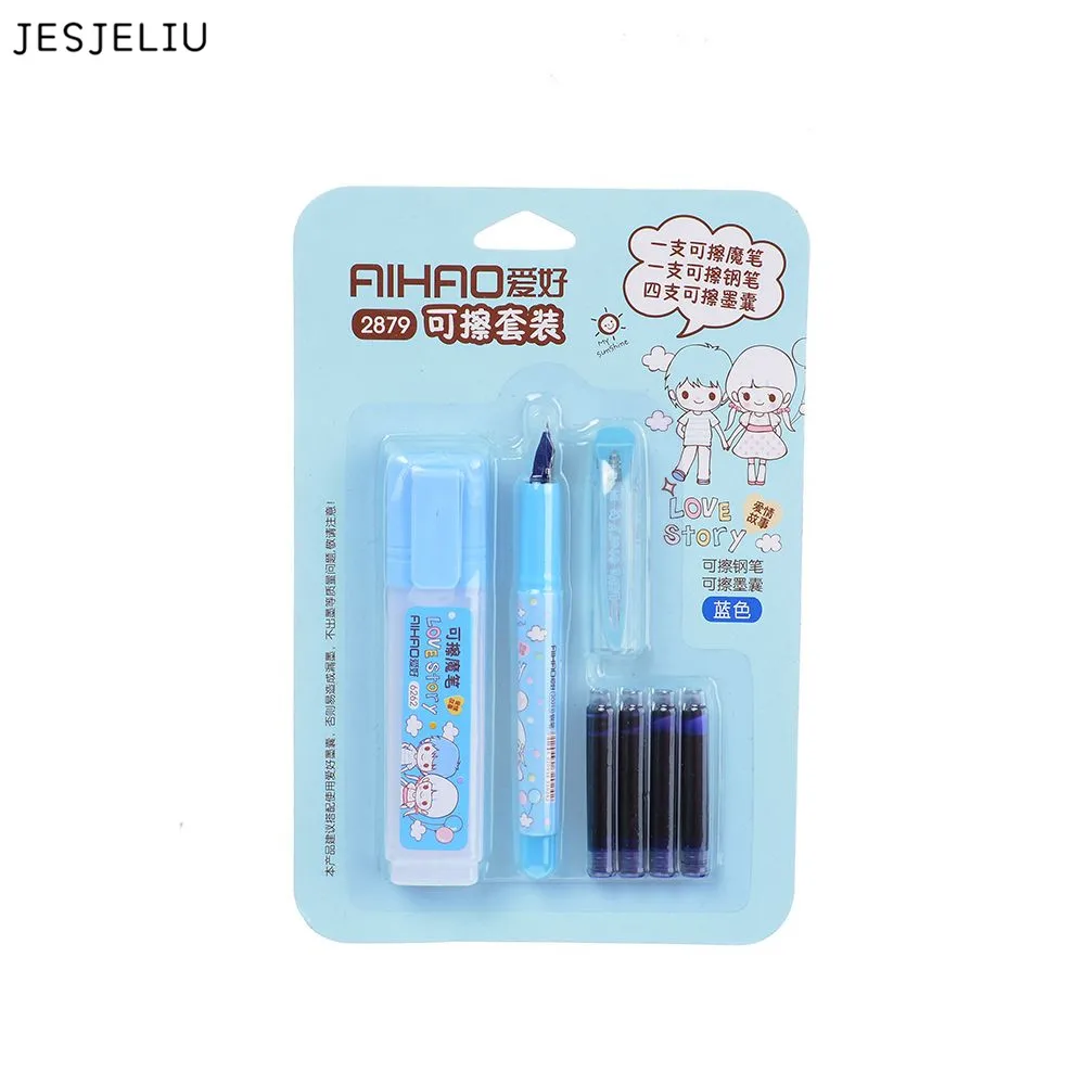 

1 Set Creative Erasable Fountain Pen With 4 Ink 1 Magic Pen Set Stationery Set Student Prize For Children Study Gift
