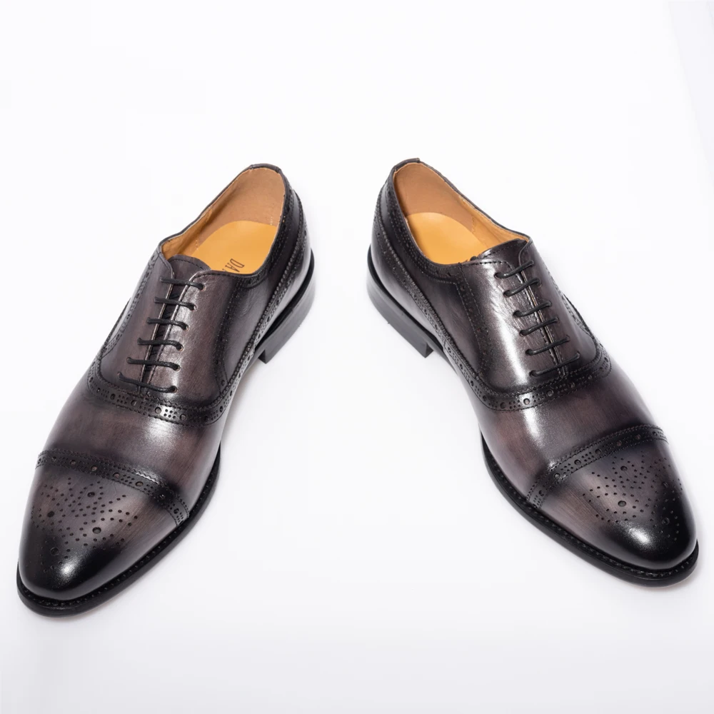 Мужские оксфорды с перфорацией типа броги Свадебные кожаные туфли Ручная работа