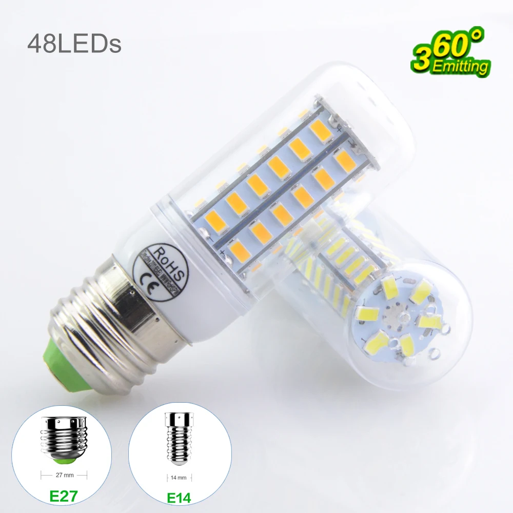 E27 E14 светодиодные лампы 220 В (200 240 В) 24 36 48 56 69 72leds лампа кукурузы Заменить CFL 5 Вт 7 9 11