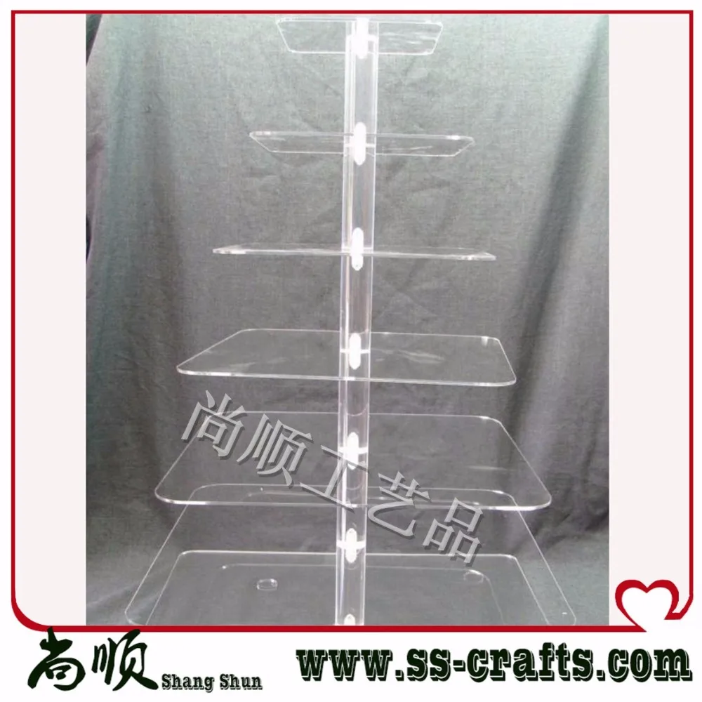 

Eco-friendly 7 Tier Plastic Acrylic Cupcake Stand, square Cake Display