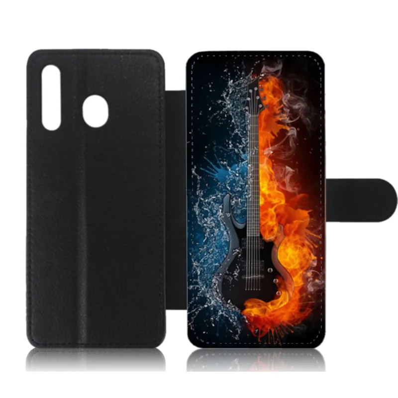 Кожаный чехол для samsung Galaxy M30 Burning Fire вода гитара печать флип-чехол-книжка с