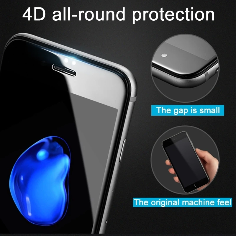 3D круглый изогнутый край 4D холодная резьба закаленное стекло для iPhone 6 6s 6Plus