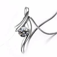 fashion women luxury austrian crystal pendant 925 sterling silver necklace accessory wedding engagement necklace jewelry