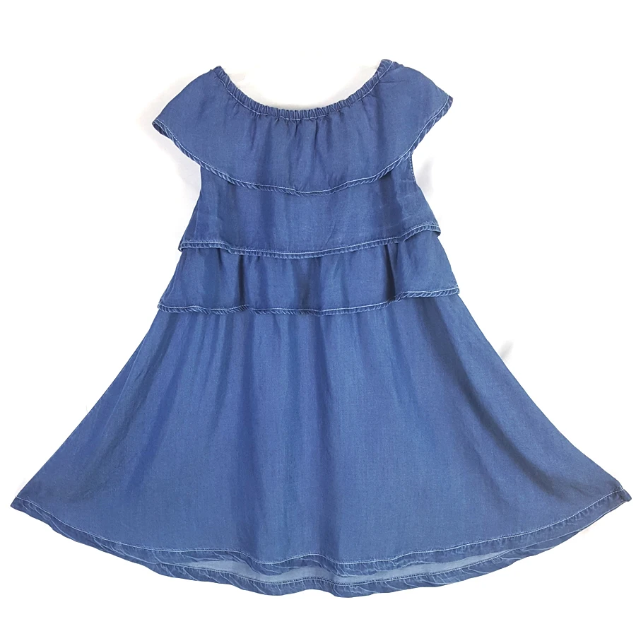 Джинсовое многослойное платье для детей Элегантное летнее джинсовое с пышными