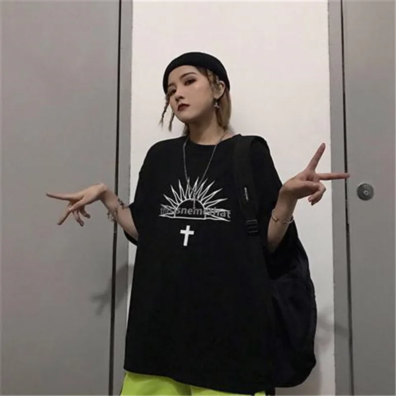 Корейский Harajuku BF футболка с принтом Мужская женская летняя Ins хип хоп свободные футболки большого размера Мужская Повседневная футболка уличная Мужская