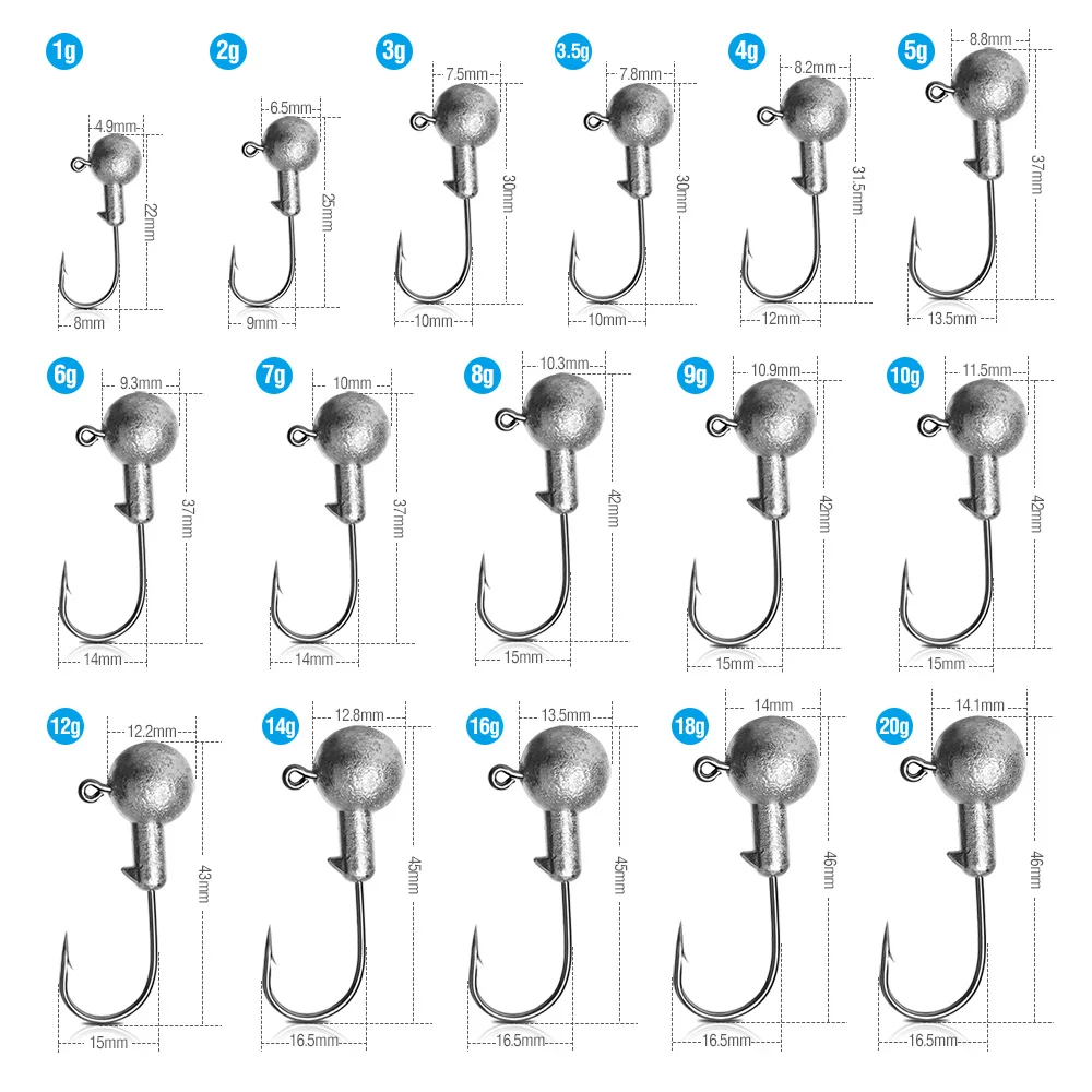 Донкл 10 шт./ набор ведущей головки-джига Рыболовный крючок с углеродистой сталью с зазубренным крючком для мягкой приманки Червь 1 г - 20 г Карповые крючки на.