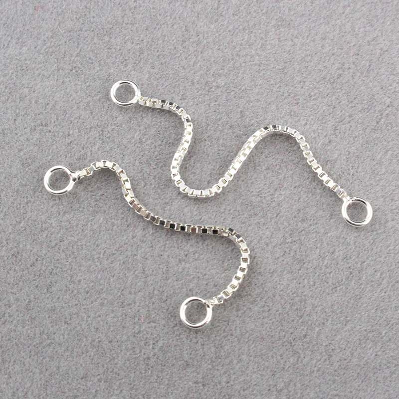 4 шт. 925 пробы сережки с двойным кольцом, короткие сережки, коробка, цепочка, удлиняющие сережки, сделай сам, поиск сережек
