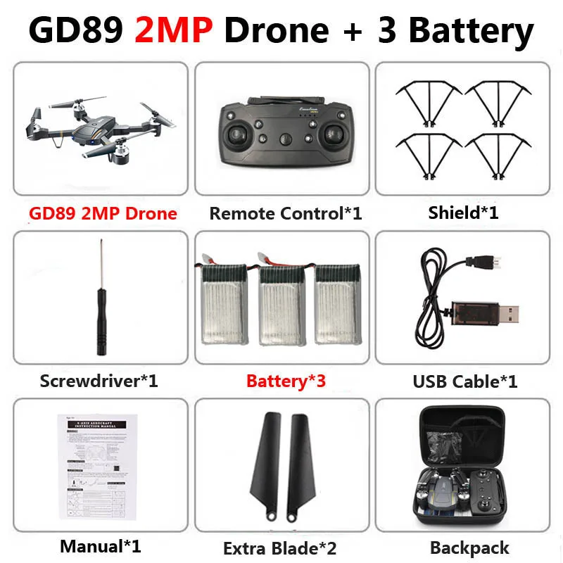 GW58 2MP 3B Bag GW58 складной Дрон с камерой HD 2MP FPV Wi-Fi высота удержания антенна видео селфи RC Квадрокоптер вертолет детская игрушка VS SG106 E58 - Цвет: GW58 2MP 3B Bag