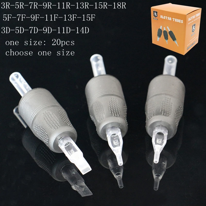 

20PCS 3R Alstar tubes Disposable Tattoo Grips 25MM Tubes Blue Soft Silicone Tattoo Grip Transparent Plastic Tubes Precise Combo