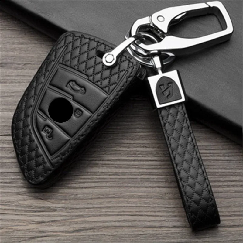

Leather Smart Key Case Cover for BMW 525li New 3 Series 5 Series 7 Series X6 X3 X4 Car Key Protective Shell Holder Ring