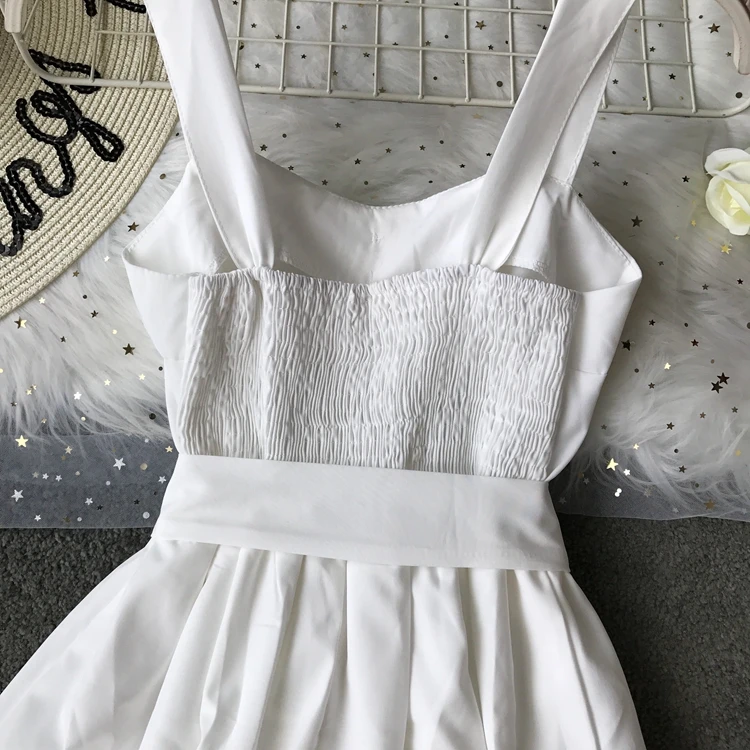 Женское однобортное платье ALPHALMODA с оборками на бретелях высокой талией