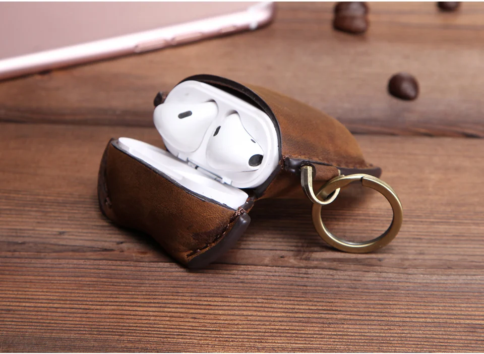 Масляный нубук кожаный чехол для AirPods 1/2 Bluetooth беспроводные наушники защитный чехол кожа для Airpods зарядное устройство аксессуары