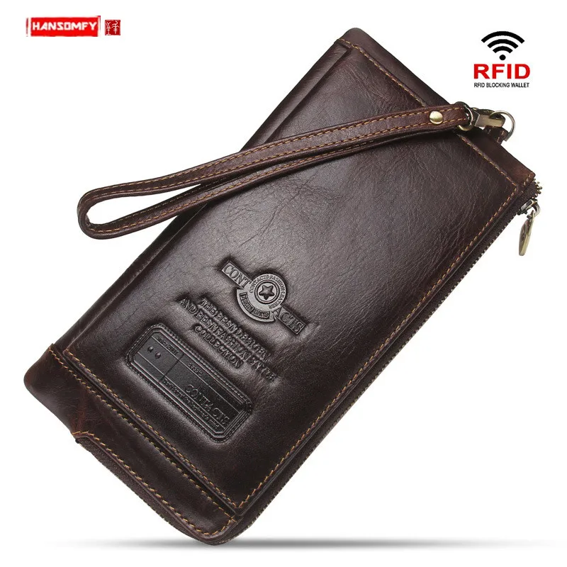 Мужской кошелек из натуральной кожи Многофункциональный модный мобильный