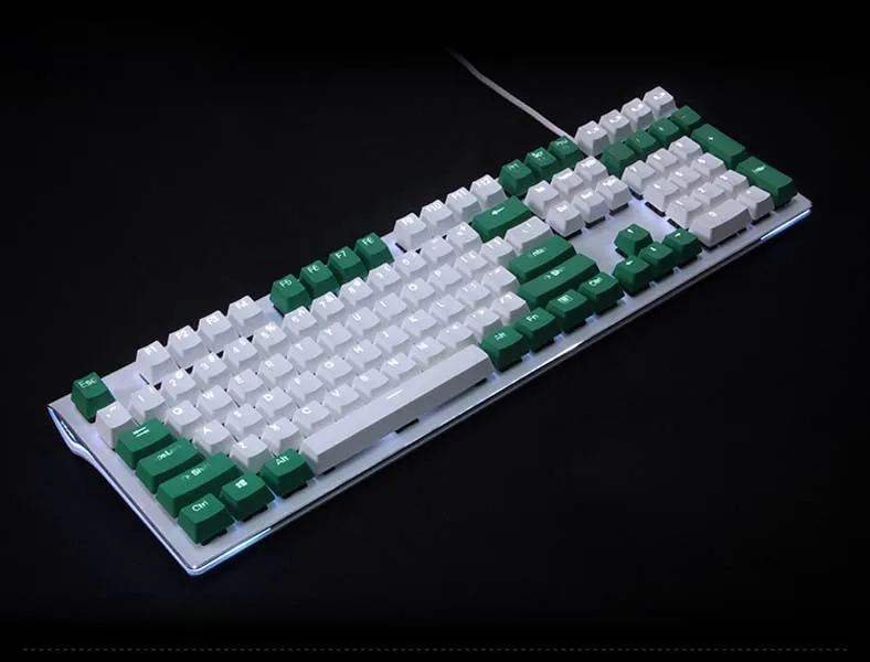Green White Mixed Топ Печатный двойной снимок PBT блеск через полупрозрачный 108 ключ OEM профиль набор ключей для MX переключатели механическая клавиатура - Цвет: Green White Mixed