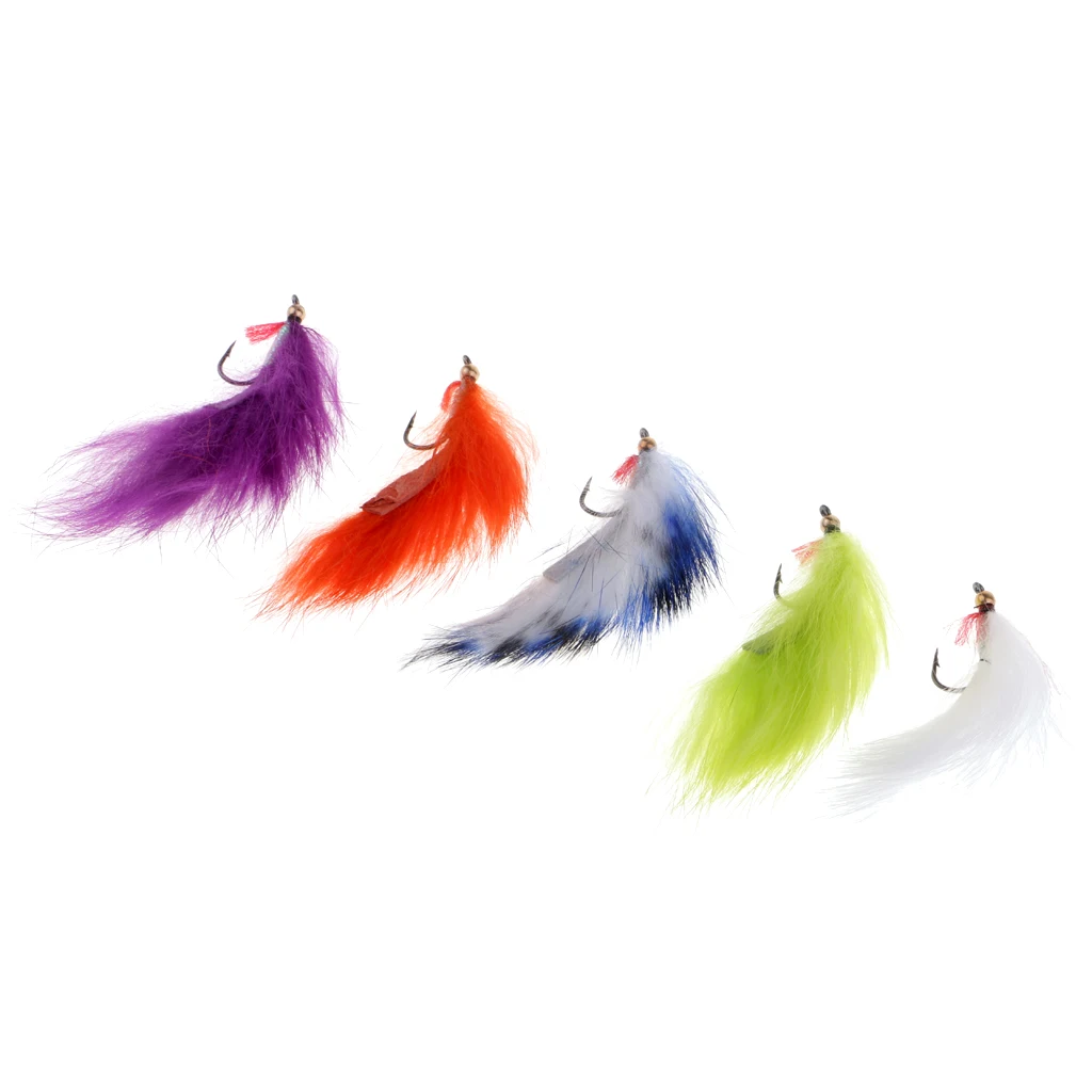 Pack 2 5 шт. 5 смешанных цветов Zonker Fly Fishing стример мух для форели бас Senuelos de pesca leurres de peche - Цвет: Pack 2
