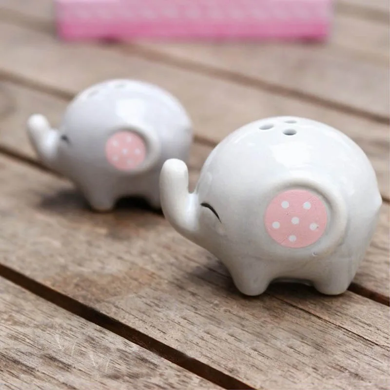100 шт. = 50 компл./лот Baby Shower Mommy And Me Little Peanut Elephant Ceramic шейкер для соли и перца
