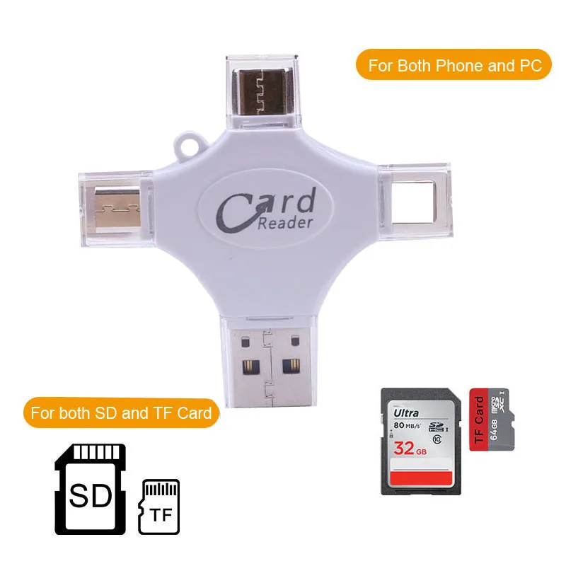 Все в 1 type C& Micro USB& iOS OTG адаптер памяти SD TF кард-ридер для iPhone X 6 7 8 IPAD Android телефон компьютер ПК