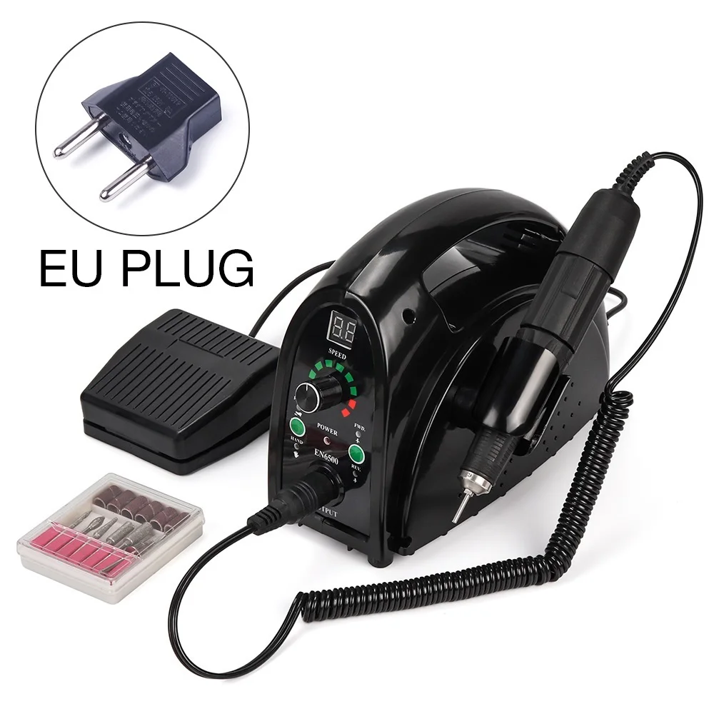 220-240V EU PLUG 65 Вт мощная машинка для маникюра, педикюра, электрическая, мощная, 35000 об/мин, пилочка для ногтей, оборудование для дизайна ногтей, дрель для ногтей - Цвет: 220-240V EU PLUG