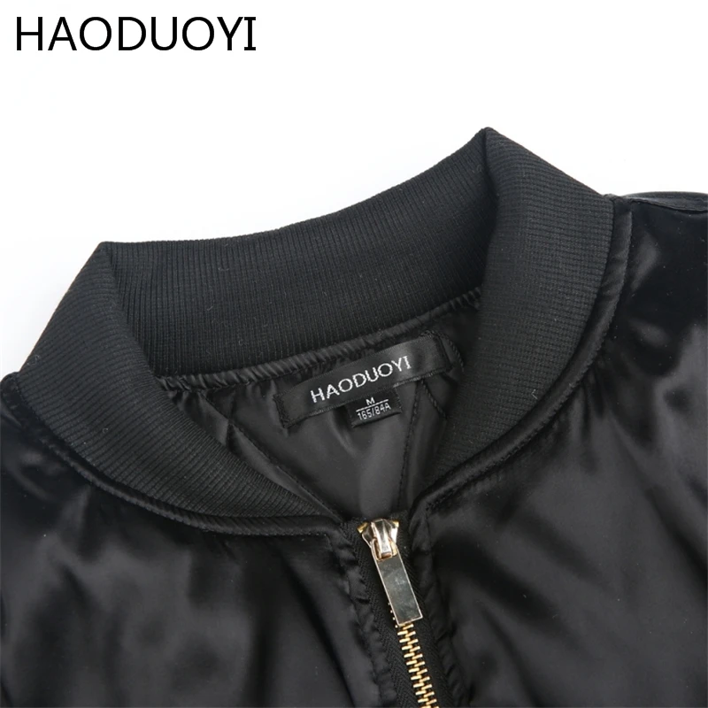 Haoduoyi зима Для женщин длинные Бейсбол куртка Модные свободные хлопковое Стеганое