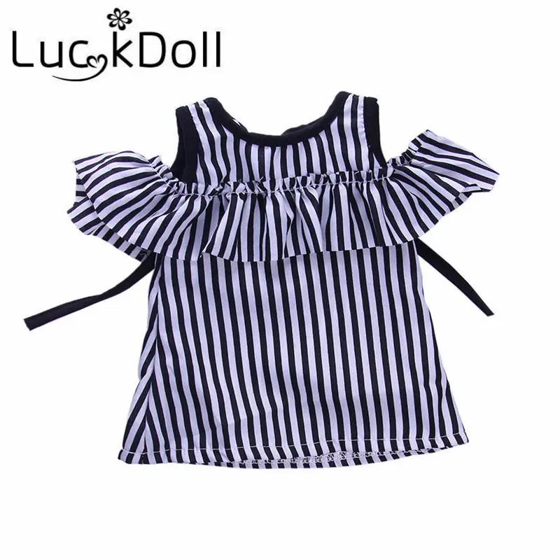 LUCKDOLL черно белое платье в полоску подходит для 18 дюймов американский размер 43 см