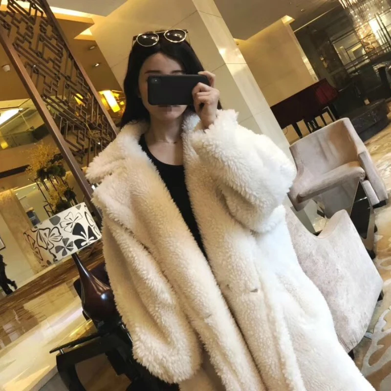 Белый OFTBUY, пальто с натуральным мехом, длинная парка, зимняя куртка для женщин, Натуральная шерсть, мех овцы, уличный сверхразмерный, толстый, теплый, бренд - Цвет: Белый