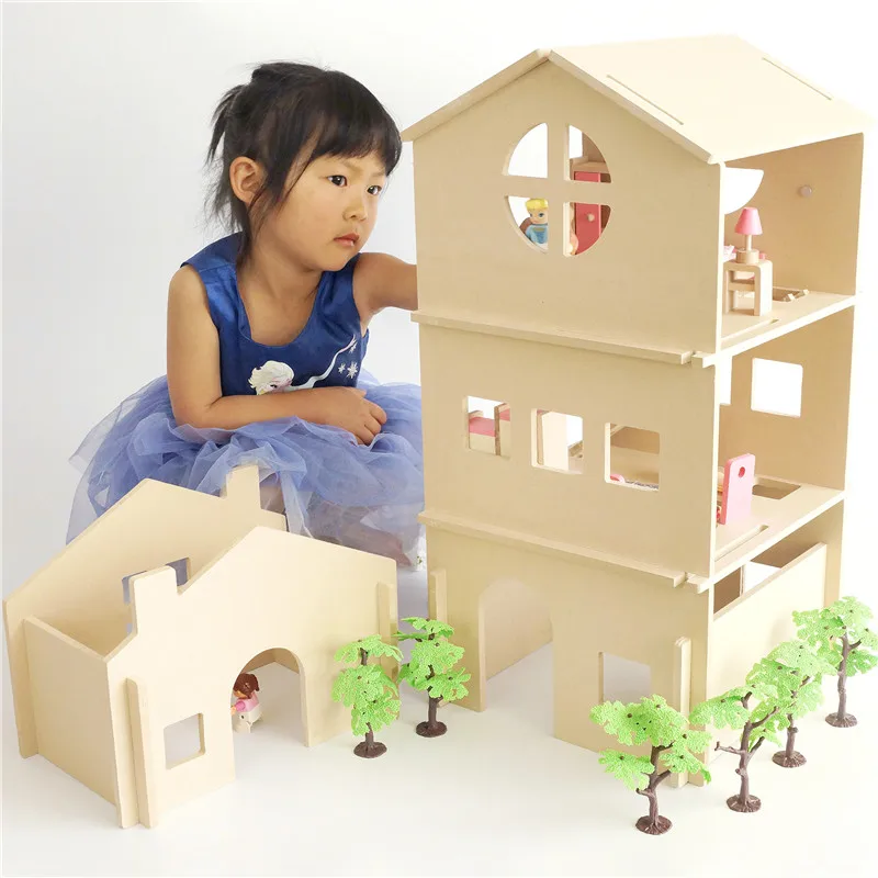 Кукольный домик миниатюрная мебель 3D Деревянный кукольный DIY игрушки большой