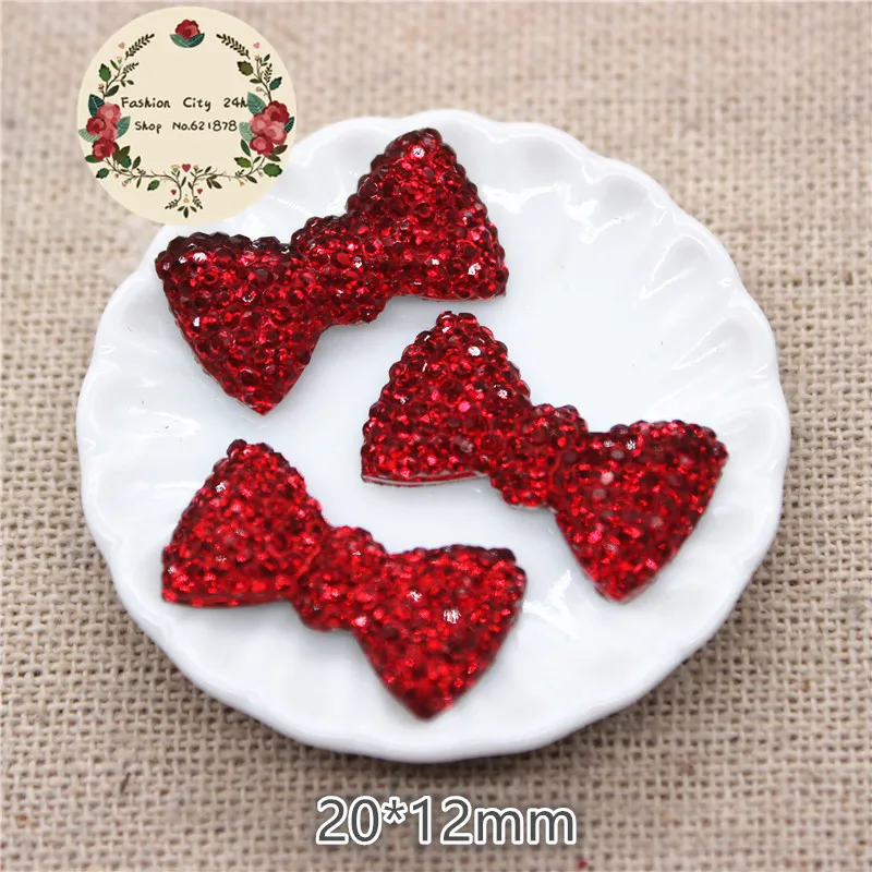 50pcs 20*12mm resin bling rhinestone bowknot flatback cabochon for DIY craft scrapbooking | Дом и сад