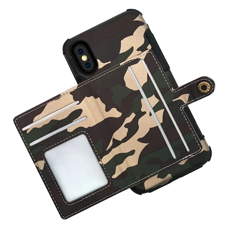 phone case for iphoneX Camouflage pattern Business wallet Card Pocket Phone Cases For iPhone X back Cover full cover sports |