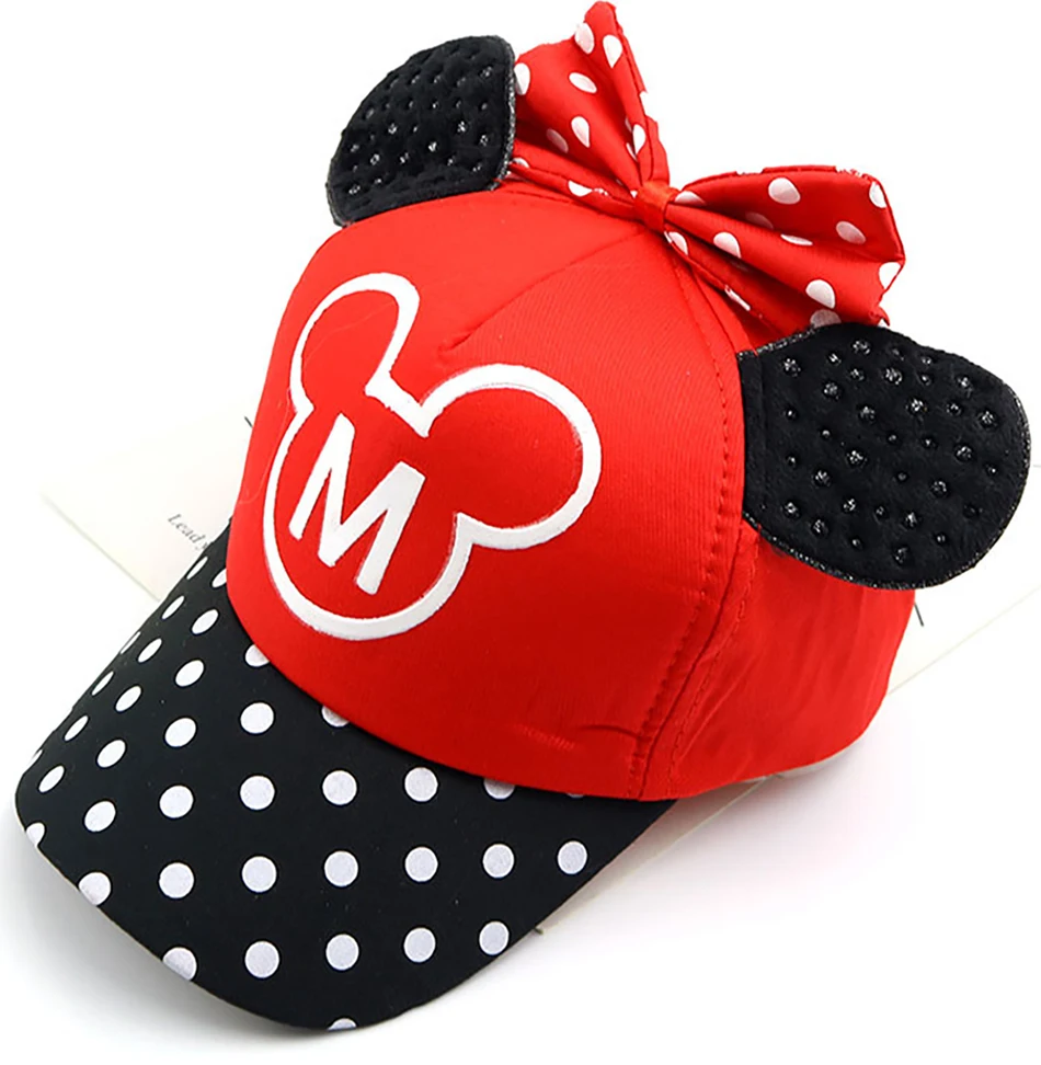 Шляпка для Девочки уши Микки бант узел дети Snapback мальчик демисезонная бейсболка Beanie ведро Кепка s Осень Дети мальчики девочки шляпа от солнца