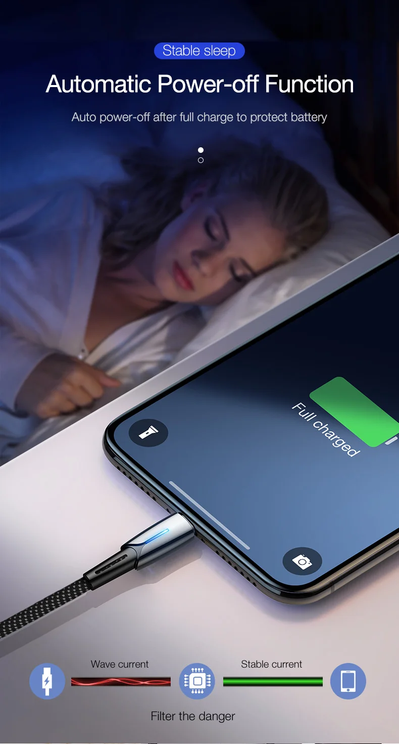 CAFELE умный USB кабель для iphone XS MAX XR X 8 7 6 Plus ipad Автоматическое отключение питания кабель синхронизации данных и зарядки для устройства Apple 2A Max