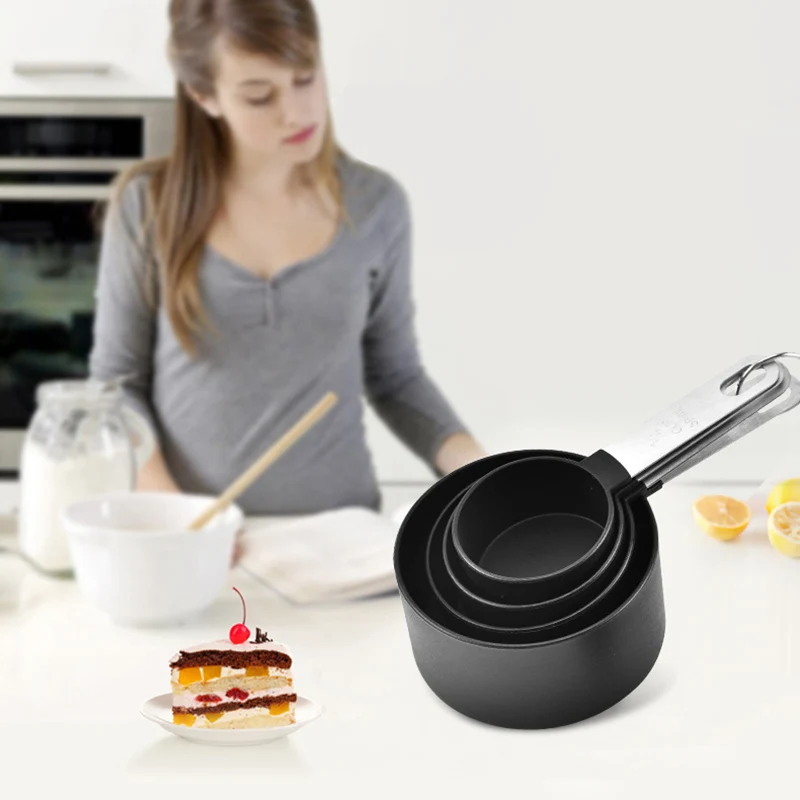 10 шт. черные мерные чашки и мерная ложка лопатка силиконовая ручка кухонный измерительный инструмент для приготовления пищи аксессуары для кухни