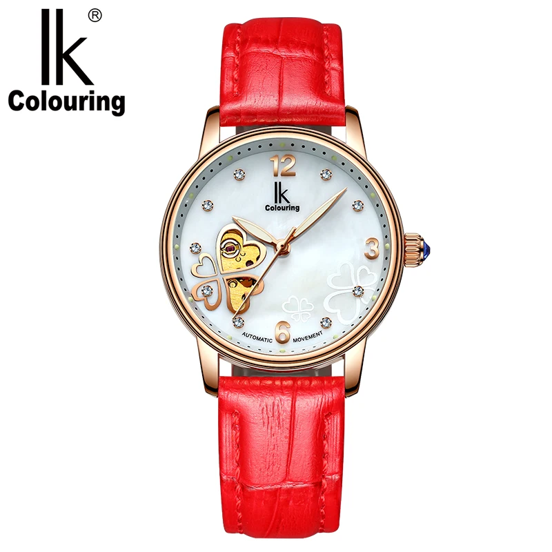 Женские часы IK модные автоматические механические с полым бриллиантом