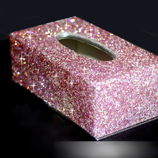 Bling, сверкающие, роскошная обувь с украшением в виде кристаллов блестящие, ручной работы дома декоративные органайзер для автомобиля, держатель для туалетной бумаги коробка