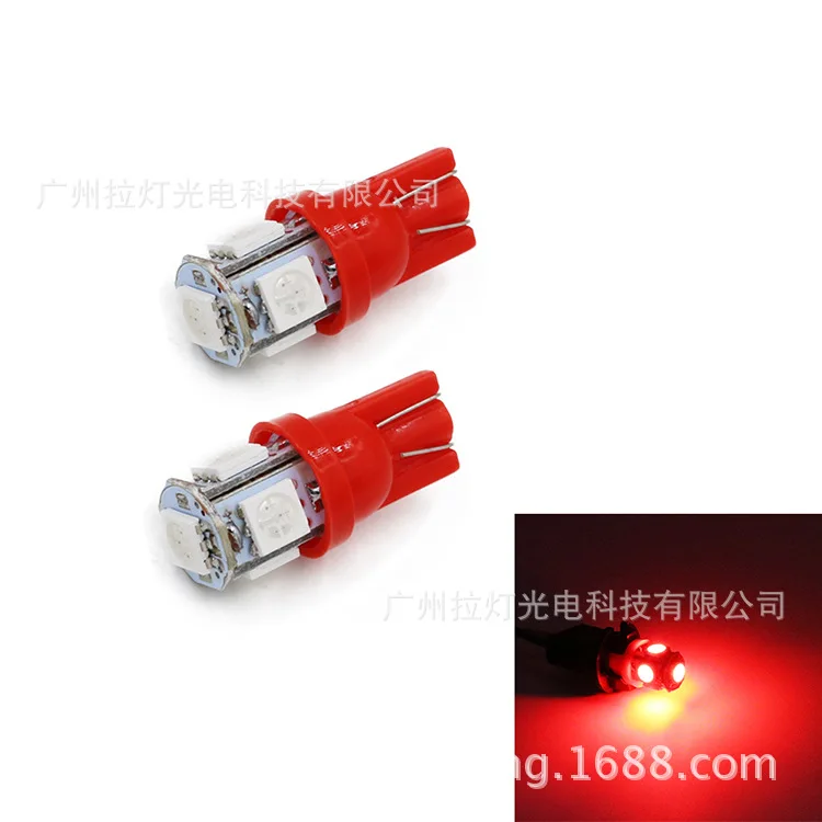 10 шт 12V 24V T10 5SMD 1 Вт 5050 5 SMD 192 168 194 W5W белый/синий/красный/зеленый/желтый/розовый