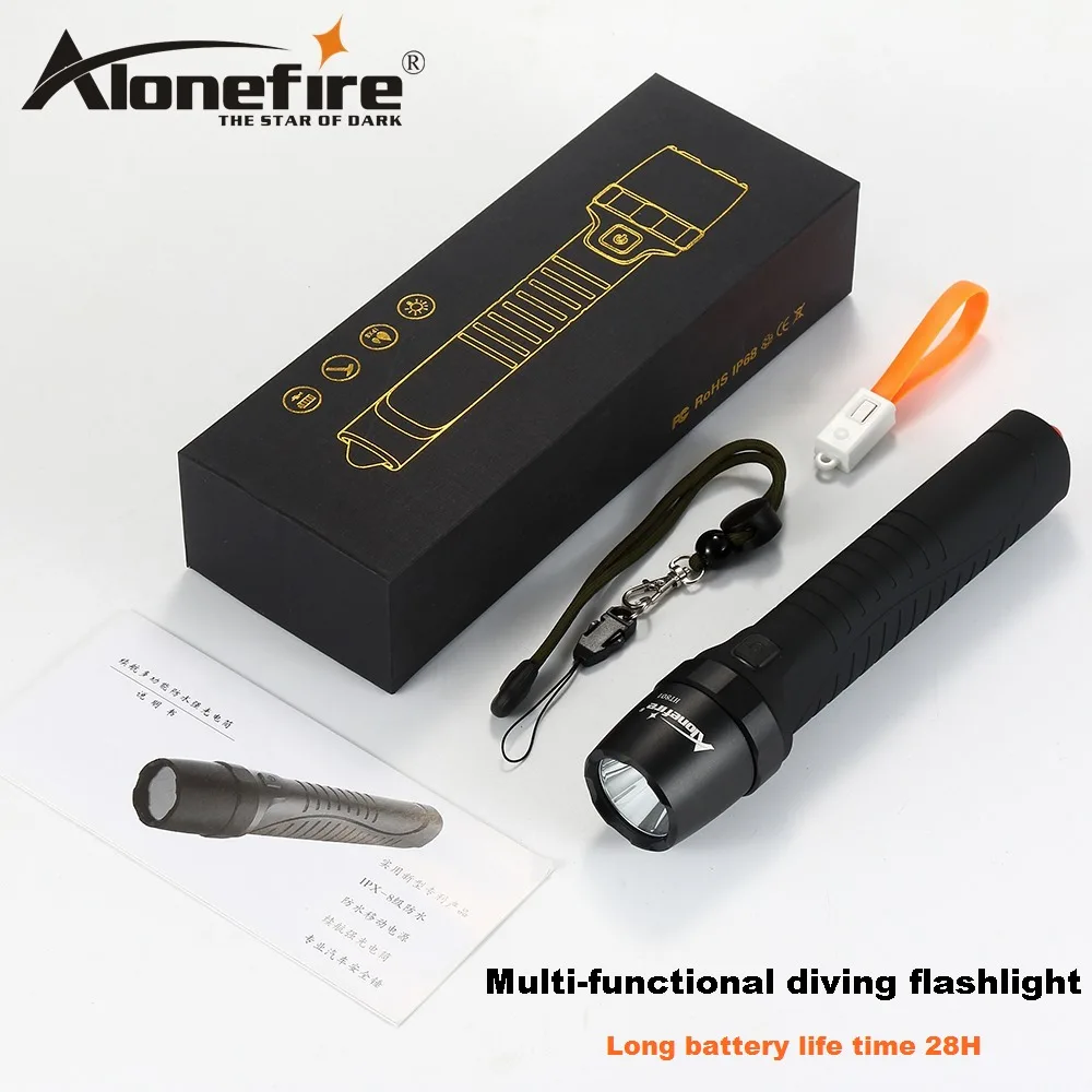 

Светодиодный фонарик AloneFire HT801, фонарик для дайвинга, фонарик для внешнего аккумулятора с молотком Безопасности Светильник онарь
