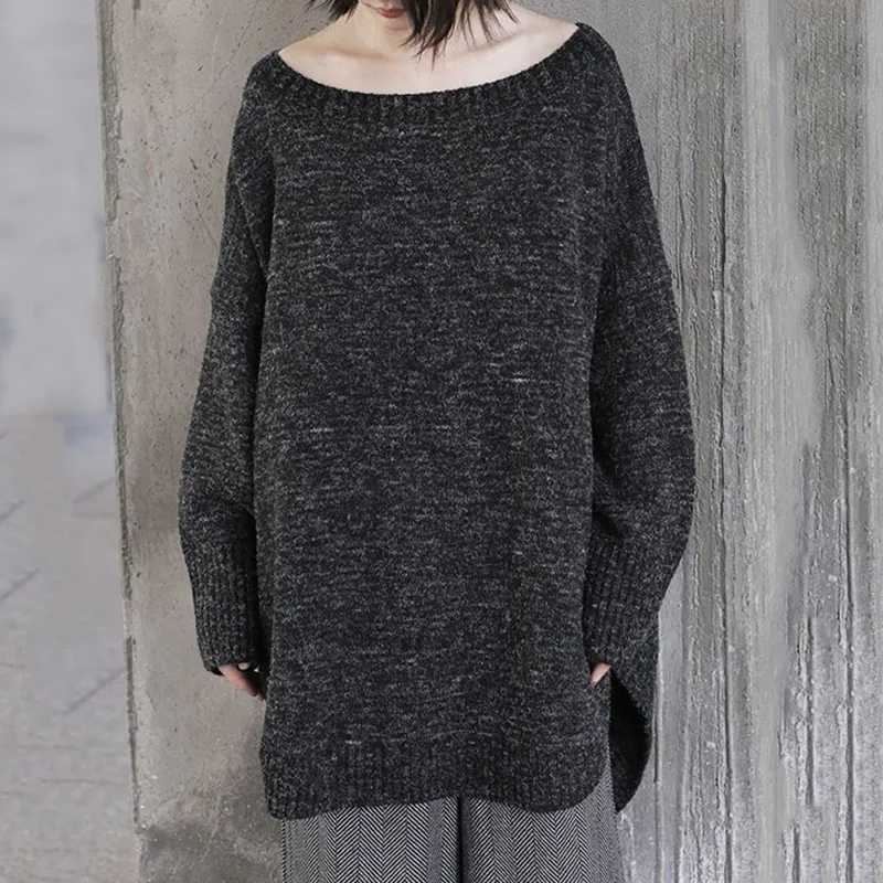 Женский Повседневный трикотажный пуловер TWOTWINSTYLE черный свитер с рукавом летучая