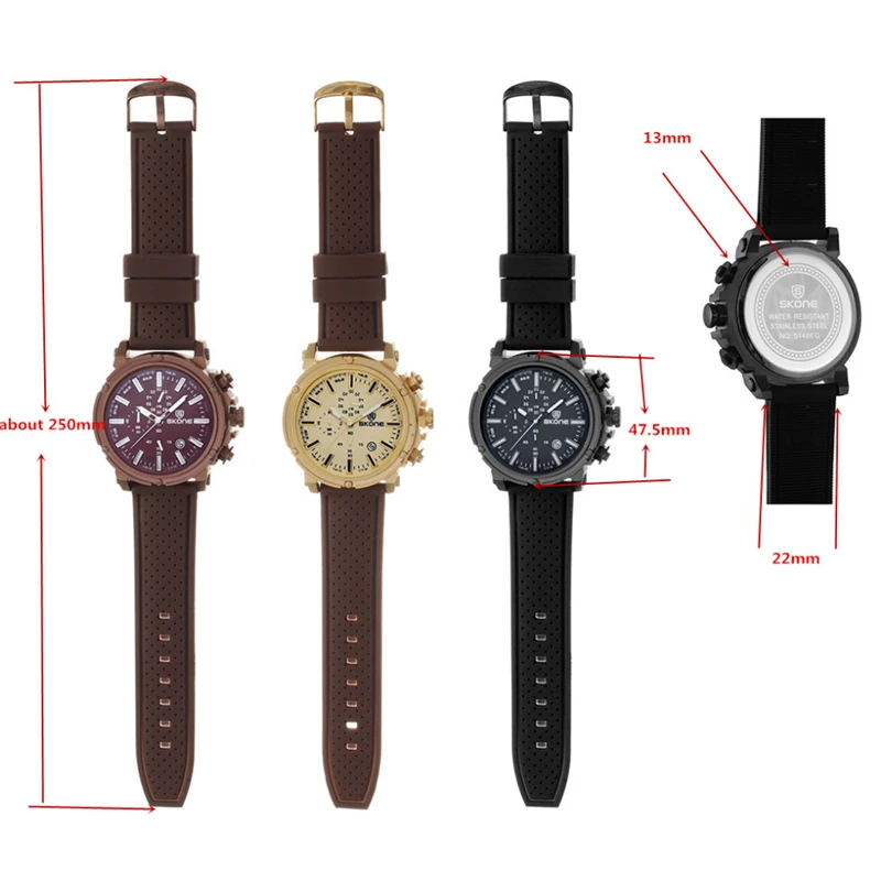 Skone мужские спортивные часы силиконовые многочасовые водонепроницаемые
