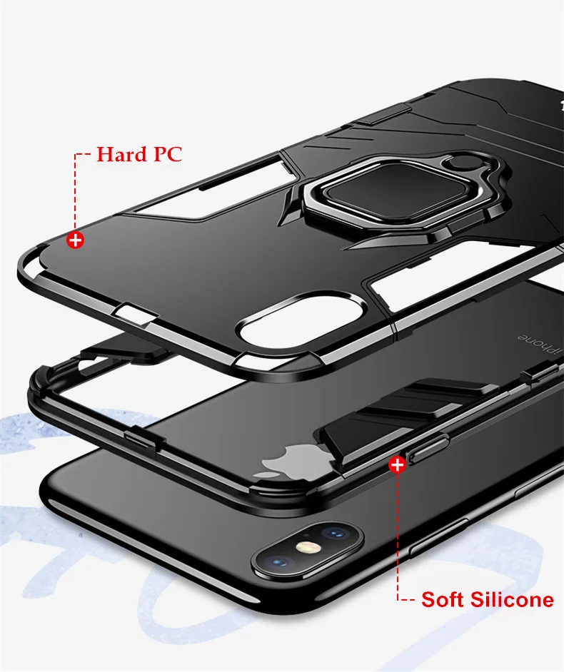 Чехол для телефона с кольцом на палец iPhone XR X XS Max 8 7 Plus 6 6S SE 5 5S магнитные Чехлы