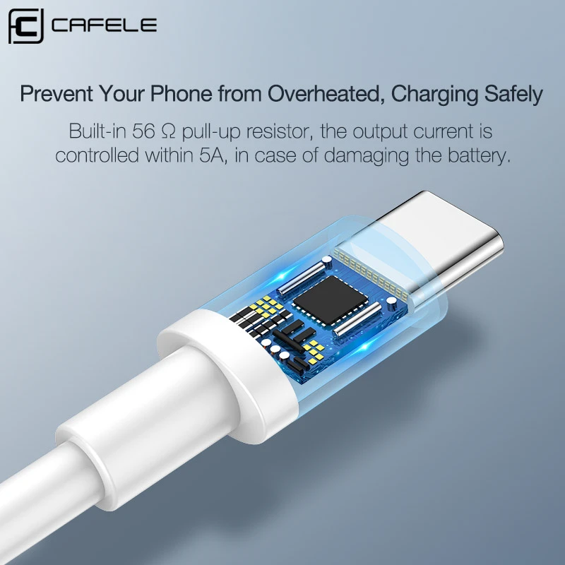 Cafele 1 м USB C кабель 5A оригинальный тип для Huawei Mate 20 супер быстрая зарядка TPE передачи
