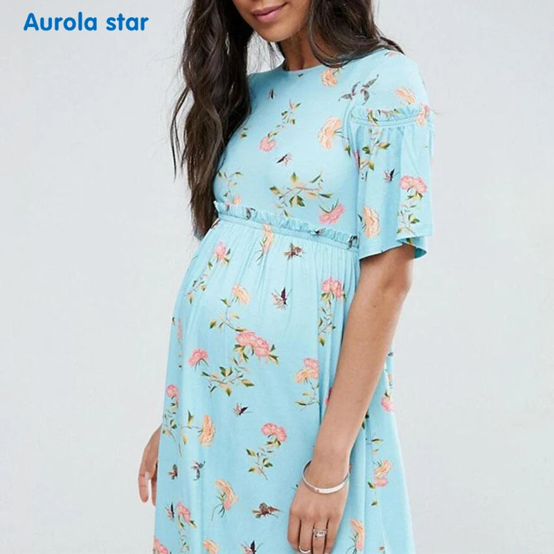 Новинка летнее платье для беременных с вырезом лодочкой элегантное коротким